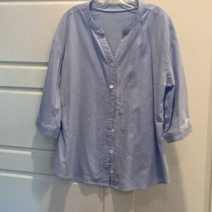 Amazon Women's Light Blue Button-Up Top